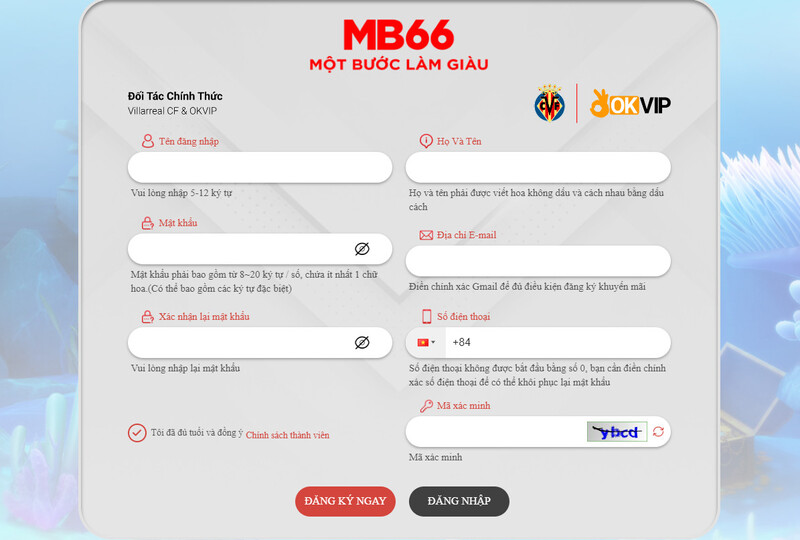 Đăng ký tài khoản tại MB66 để tham gia cá cược dễ dàng
